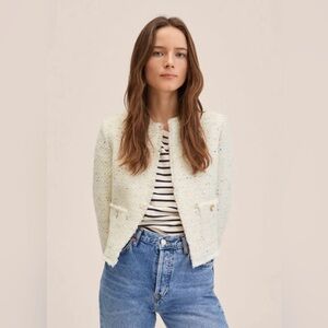 MANGO Cream Tweed Jacket